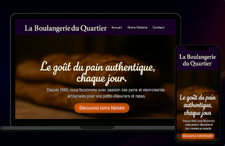 Site internet professionnel boulangerie créé par LUNARIS
