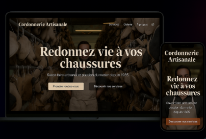 Site vitrine artisan cordonnier créé par LUNARIS agence web Lille